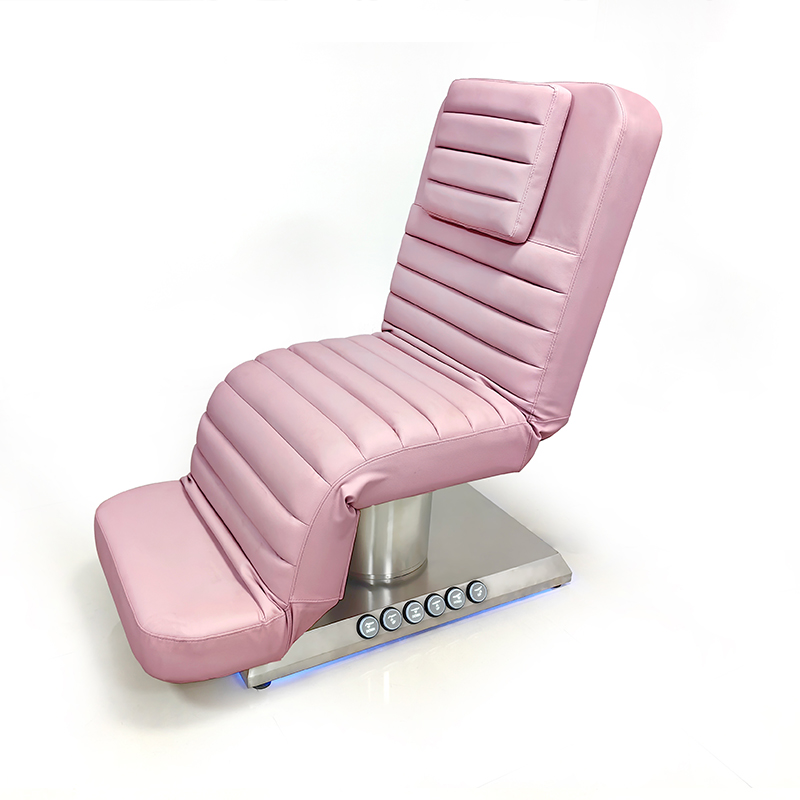 Eyelash bed with height and back adjustment, equipped with three lamp heads